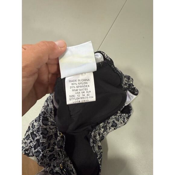 Caribbean Sand One Piece Swimsuit Gray Grey Leopard Modest Beach Womens 12 - Picture 6 of 8